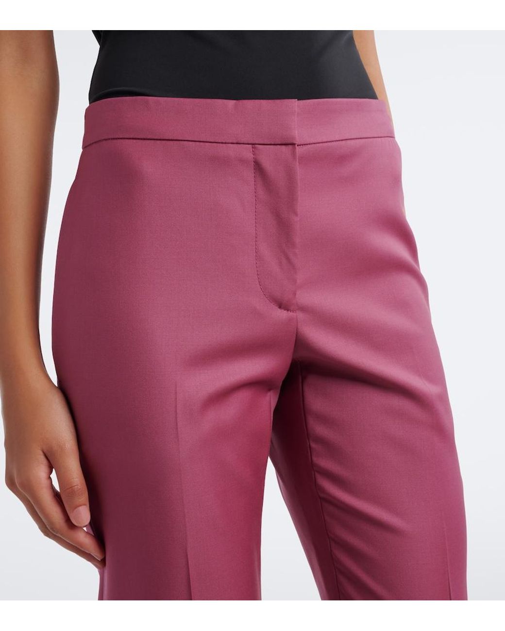 McQueen Red Wool Gabardine Slim Pants