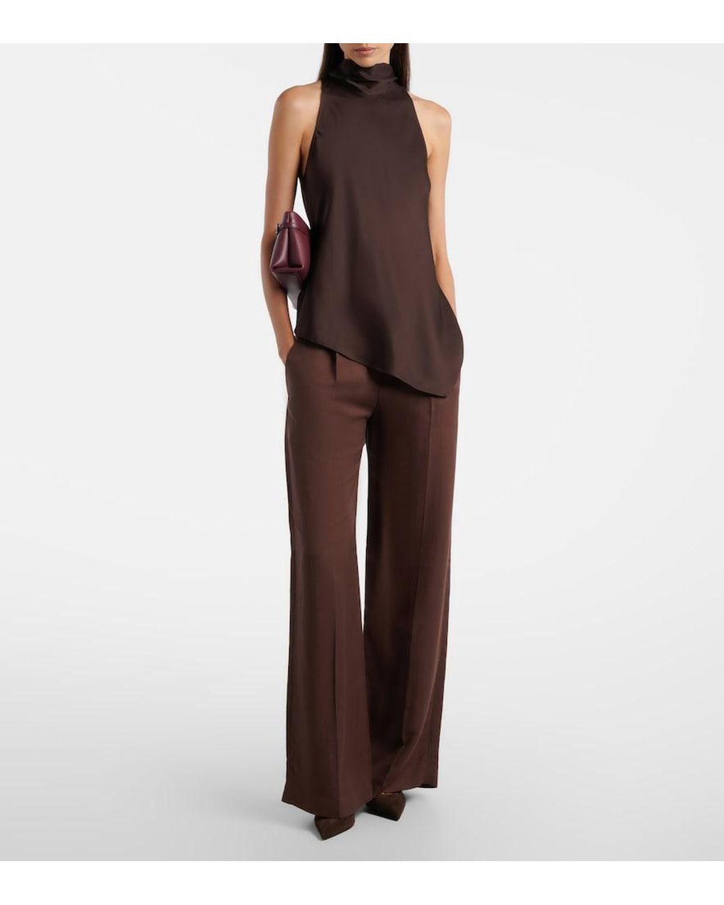 Brunello Cucinelli Black Asymmetric Silk Satin Top