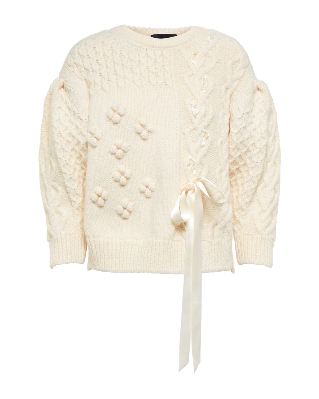 Simone Rocha Bow-embellished Knit Sweater in White | Lyst