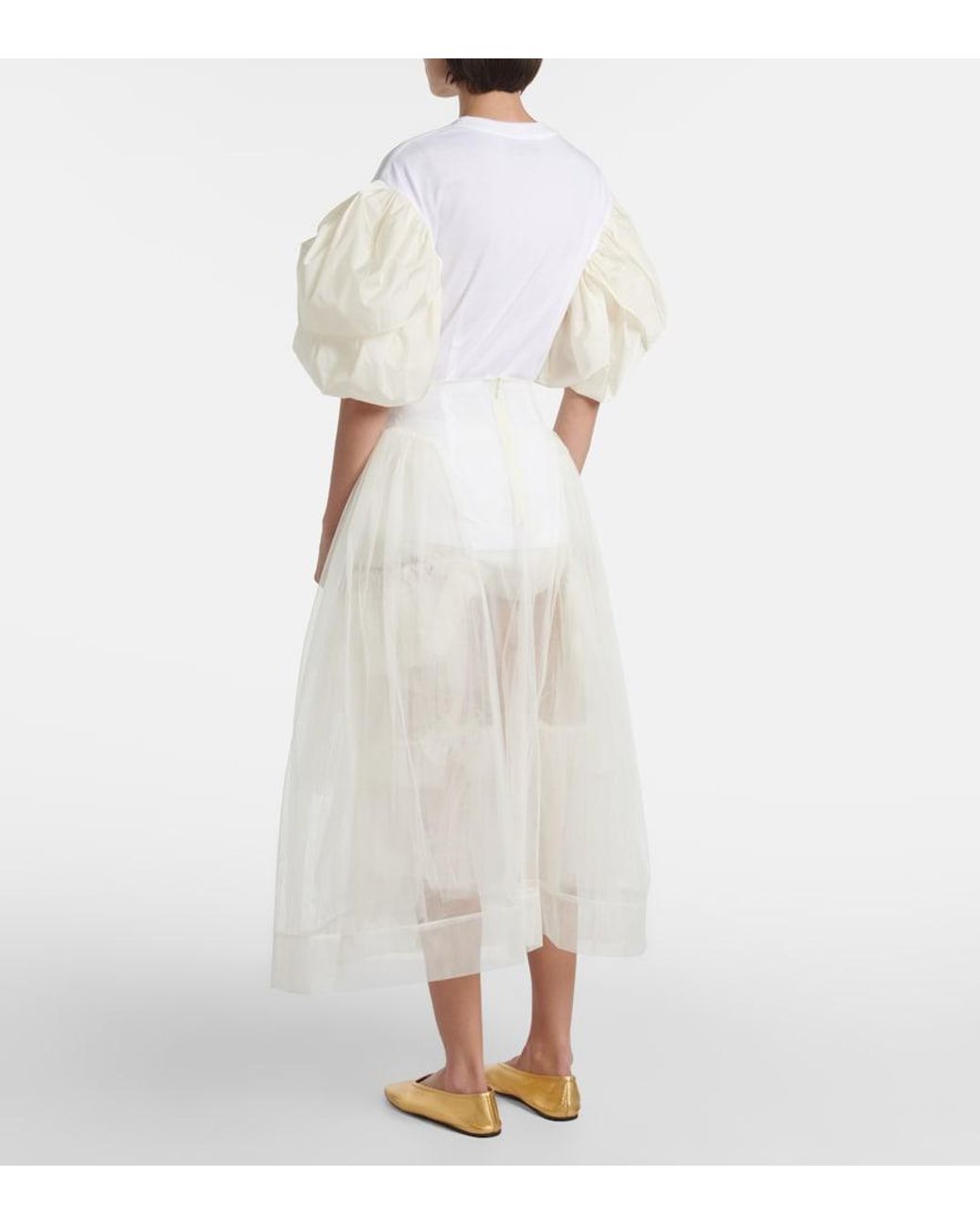 Simone Rocha White Tulle Midi Skirt