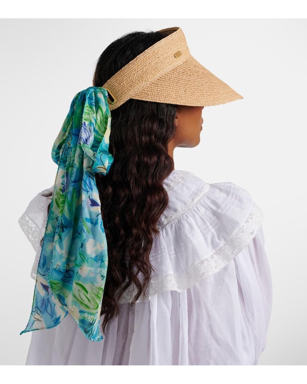 Chloé Natural Visor Aus Raffiabast Mit Seide