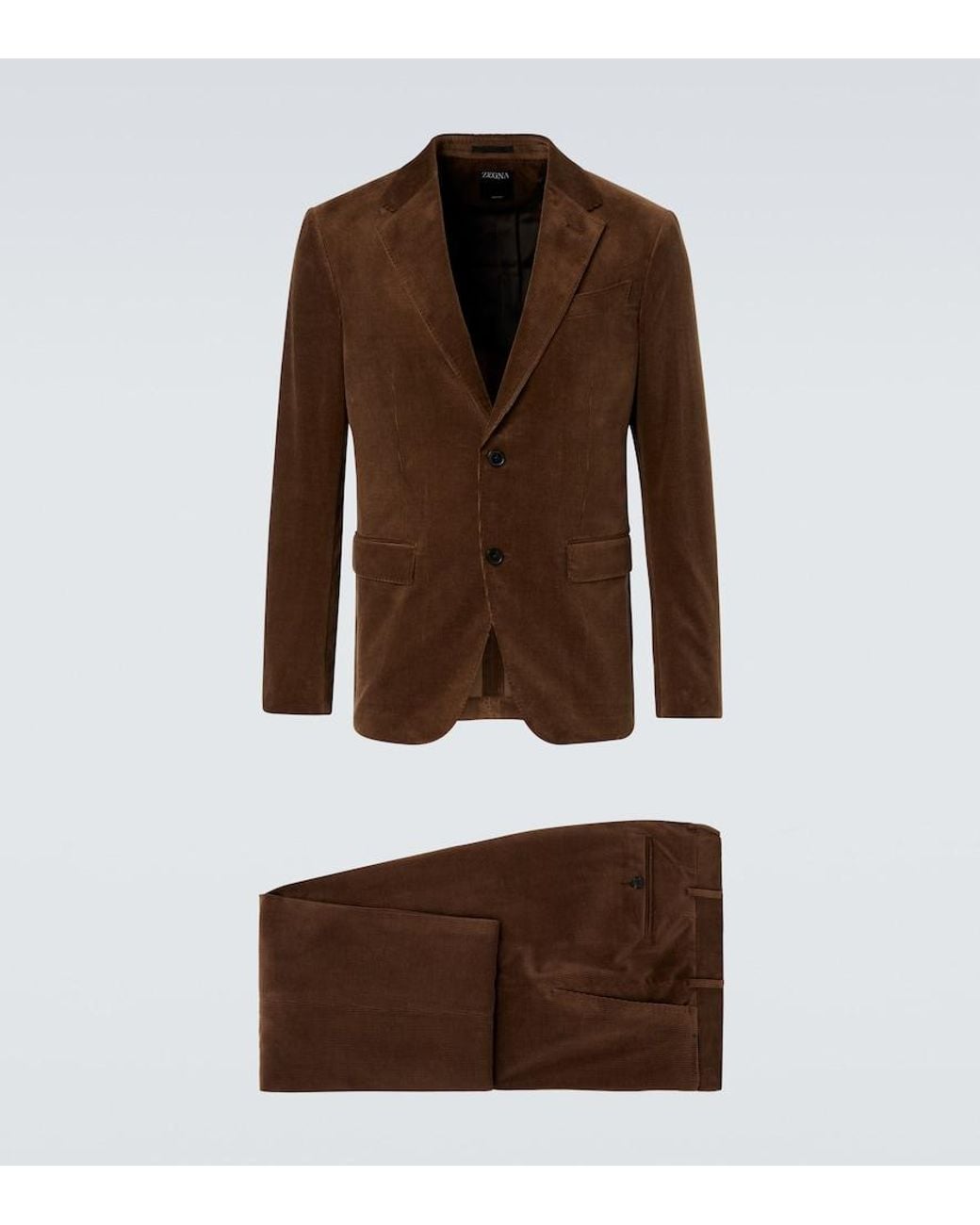 Zegna Brown Corduroy Suit for men