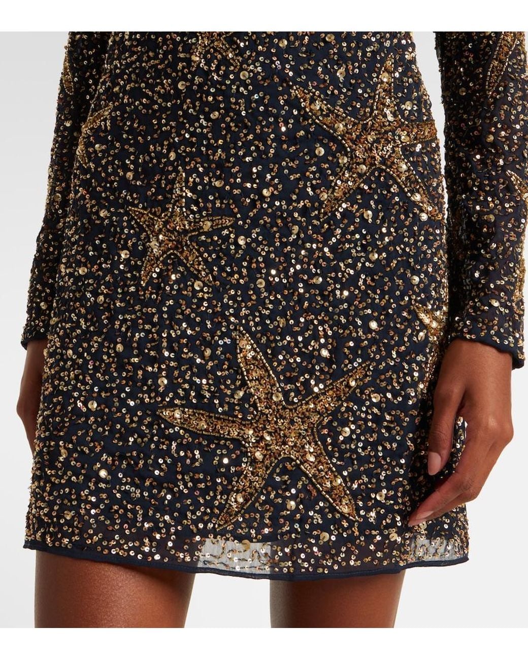 Rixo Black Ilse Sequined Minidress