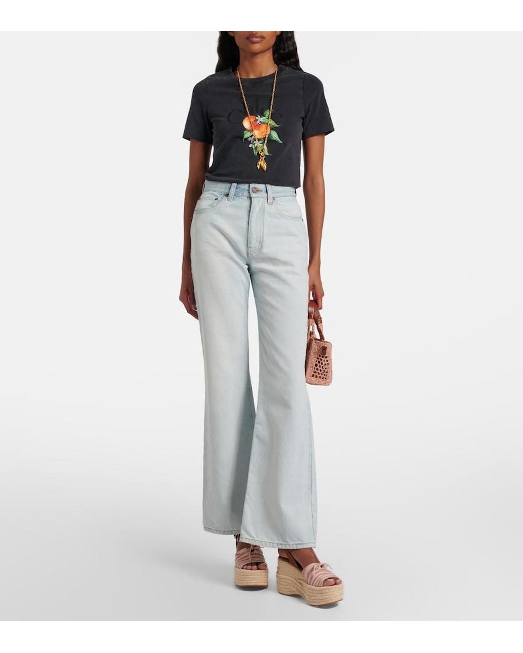 Chloé Gray Faded Wide-Leg Jeans