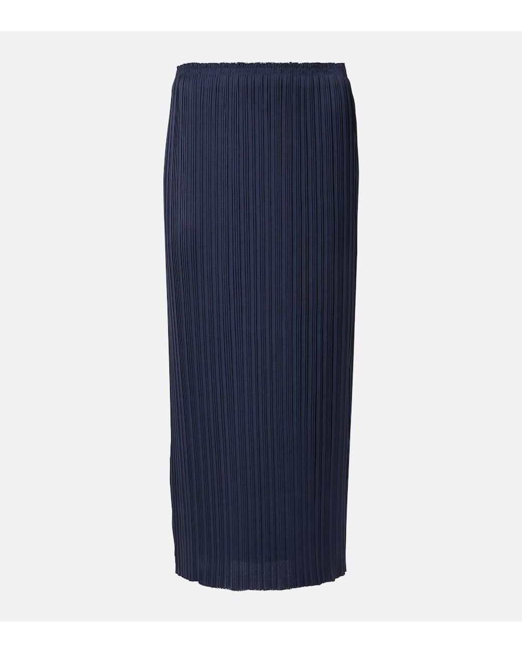 Vince Blue Pleated Midi Skirt