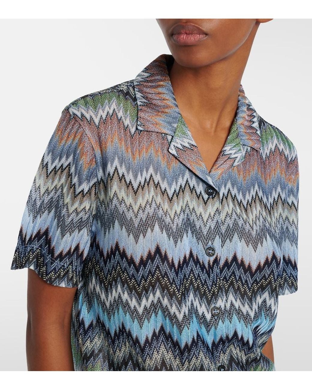 Missoni Blue Zigzag Intarsia Shirt