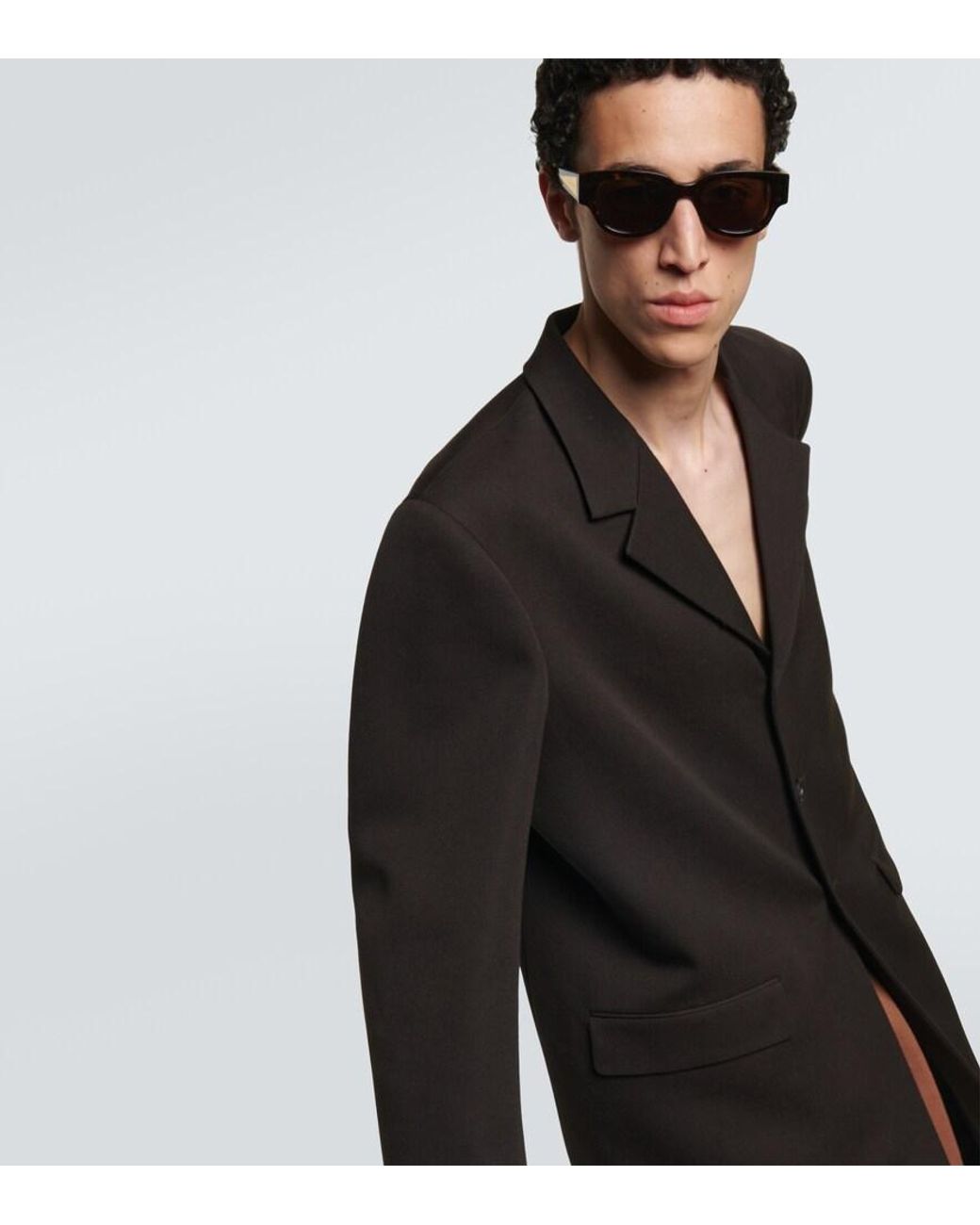 Bottega Veneta Brown Tortoiseshell Oval Sunglasses for men