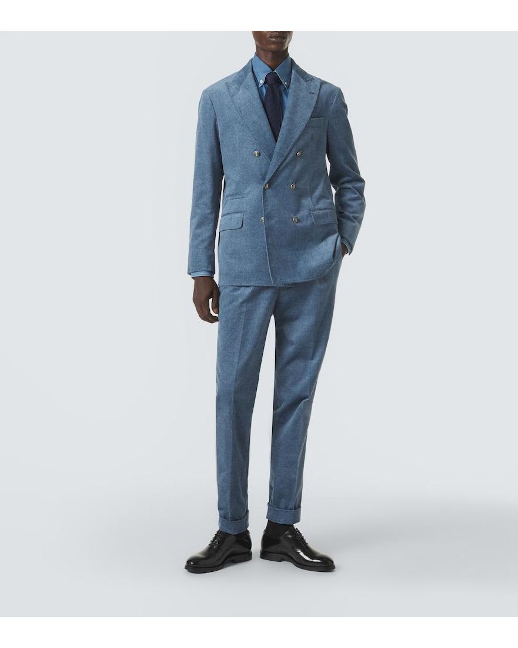 Brunello Cucinelli Blue Cotton Suit for men