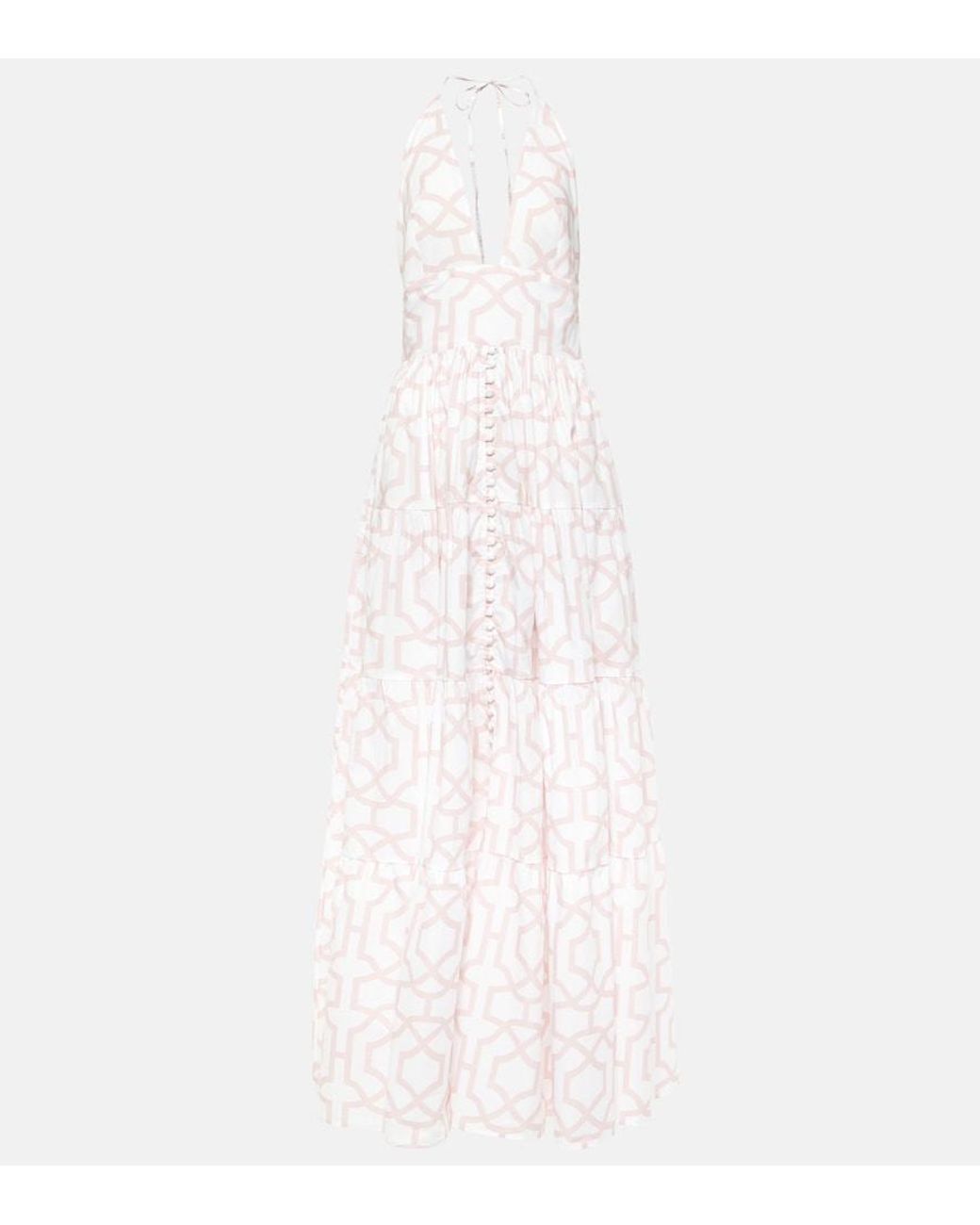 Alexandra Miro White Celeste Printed Cotton Maxi Dress