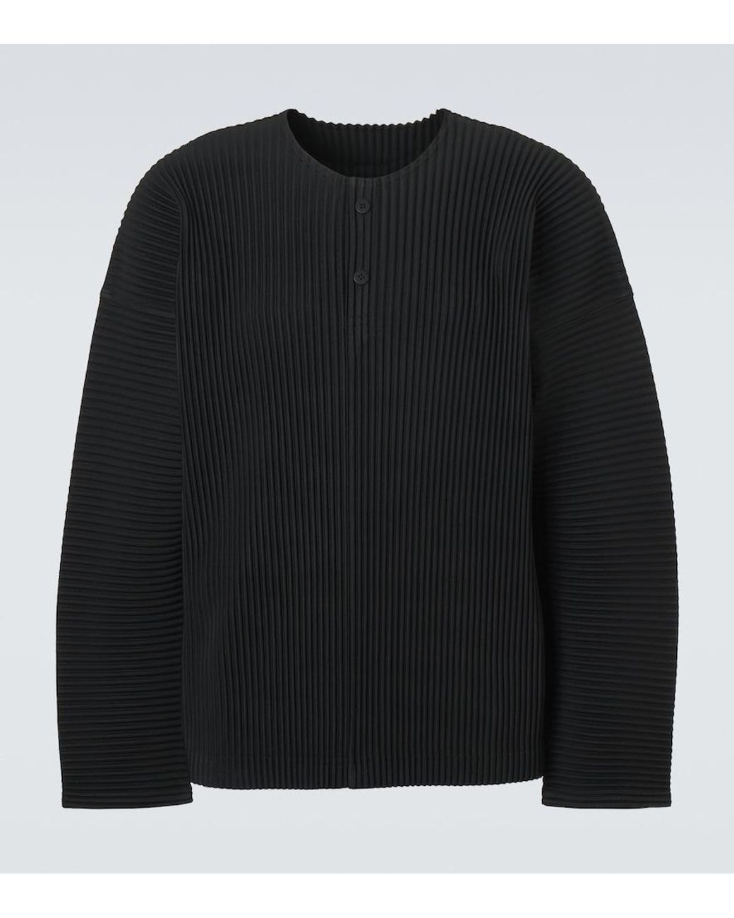 Homme Plissé Issey Miyake Black Monthly Colors Pleated Henley Shirt for men