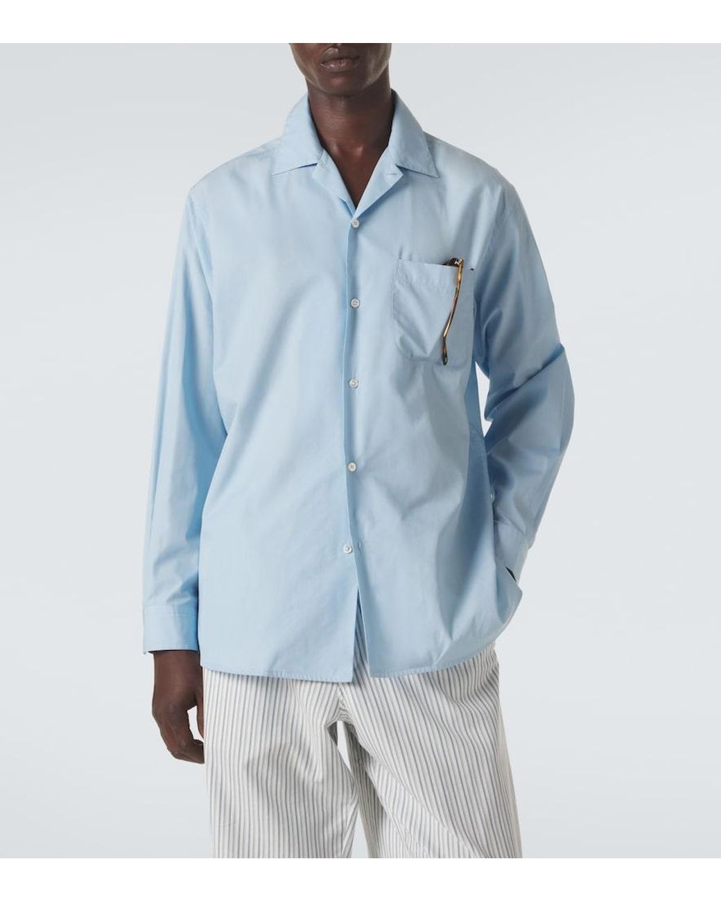 Umit Benan Blue Weekend Cotton Poplin Shirt for men