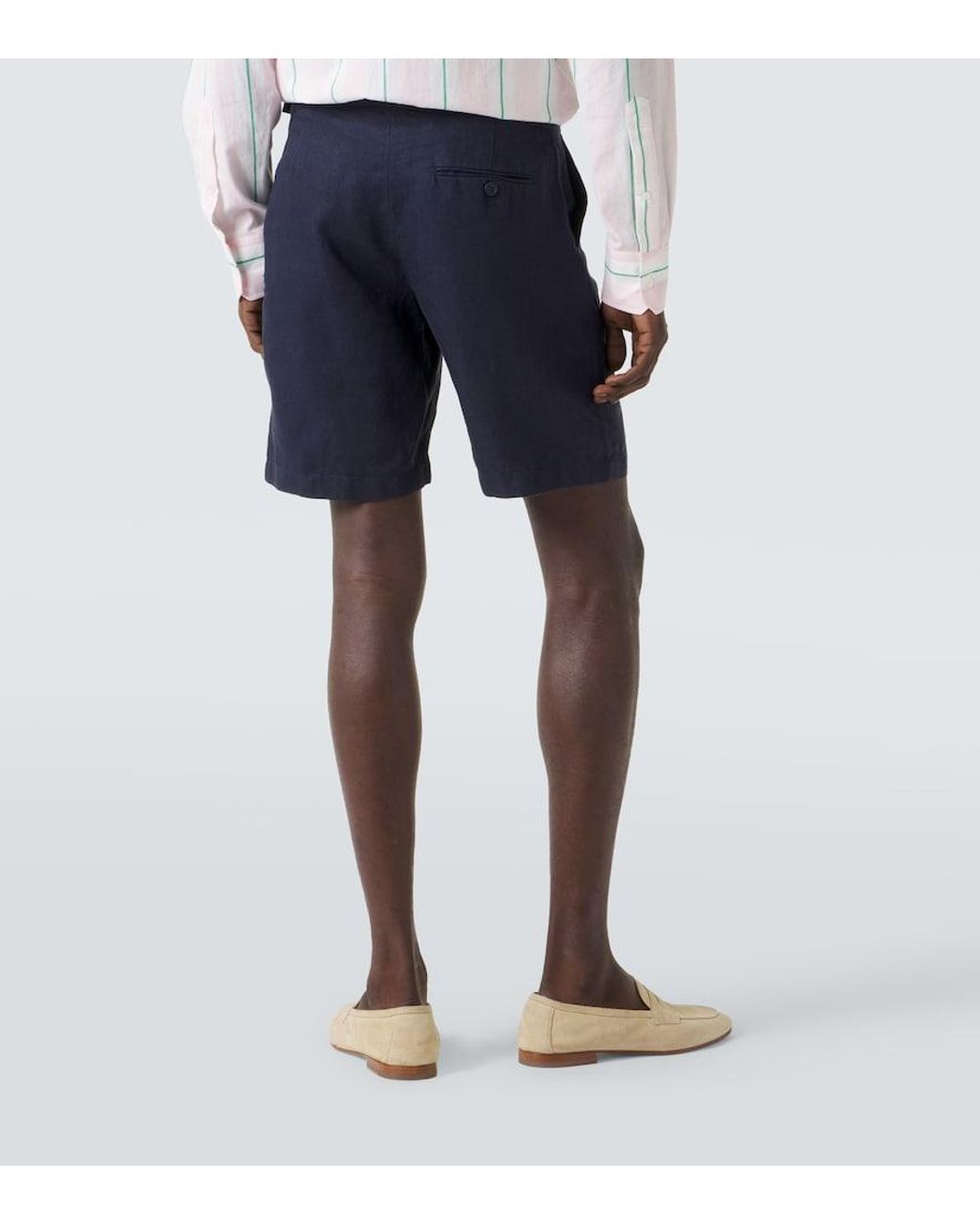 Orlebar Brown Blue Norwich Slim-Fit Linen Shorts for men