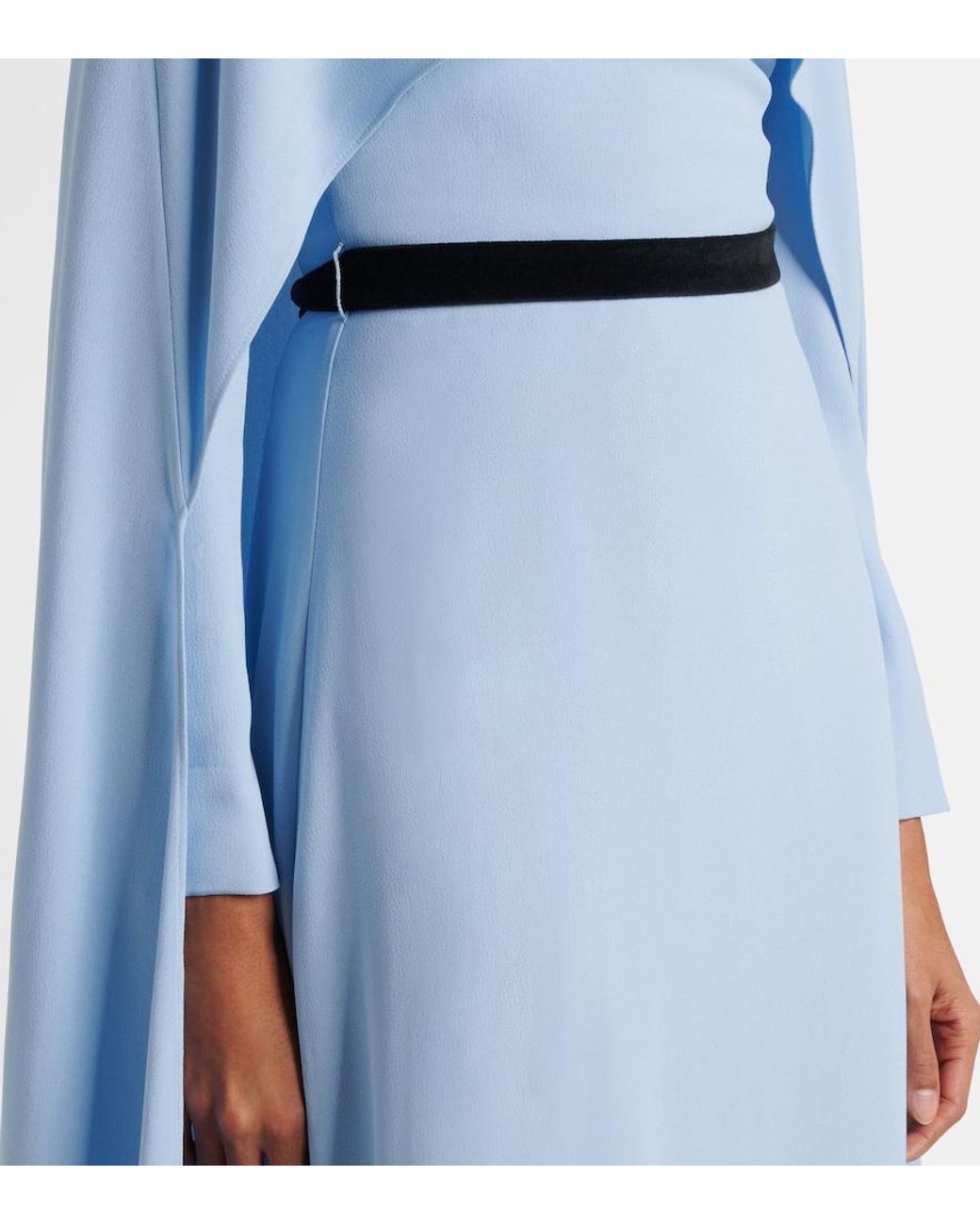 Markarian Blue Natasha Satin Cape Gown