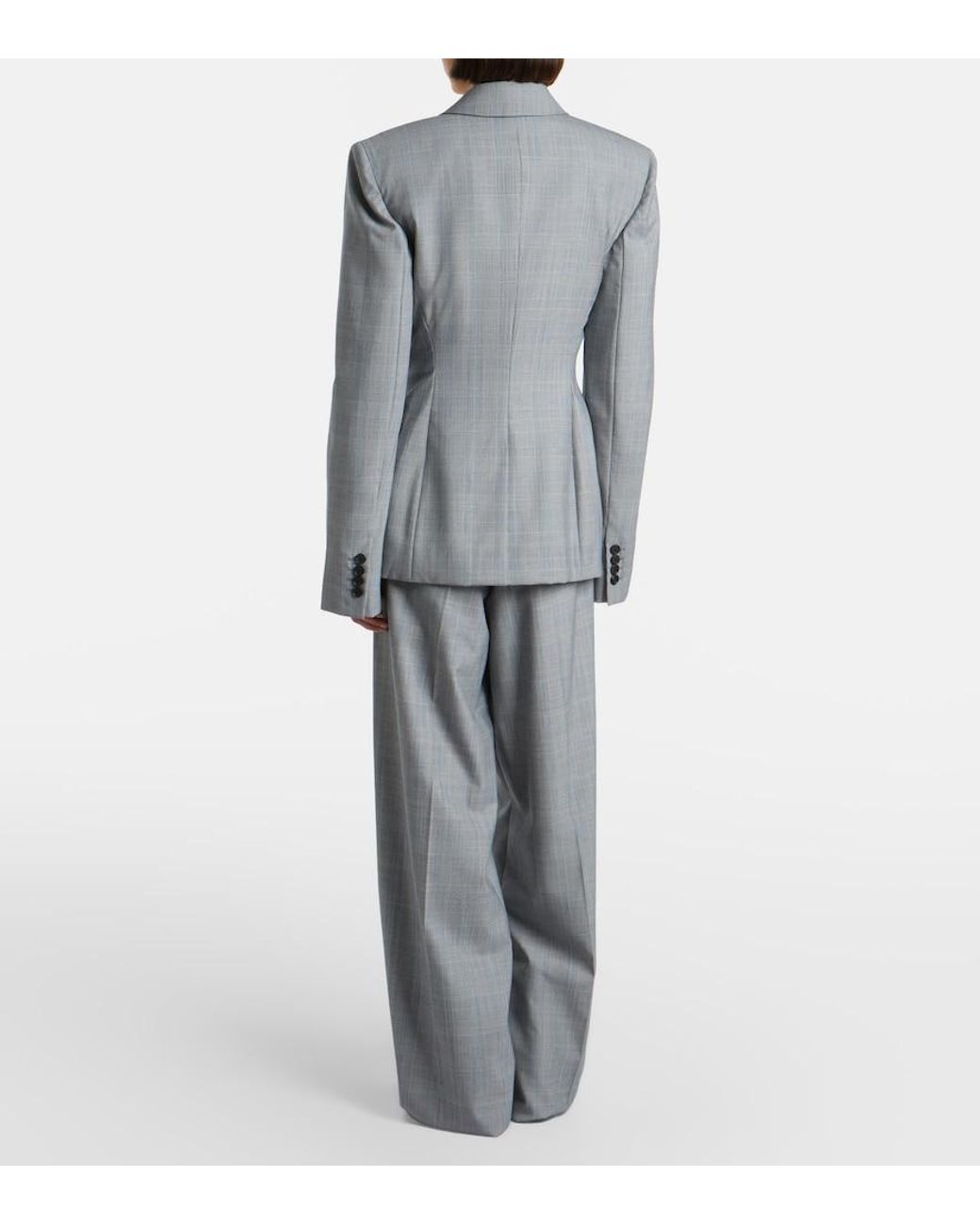 Givenchy Gray Checked Wool Wide-Leg Pants