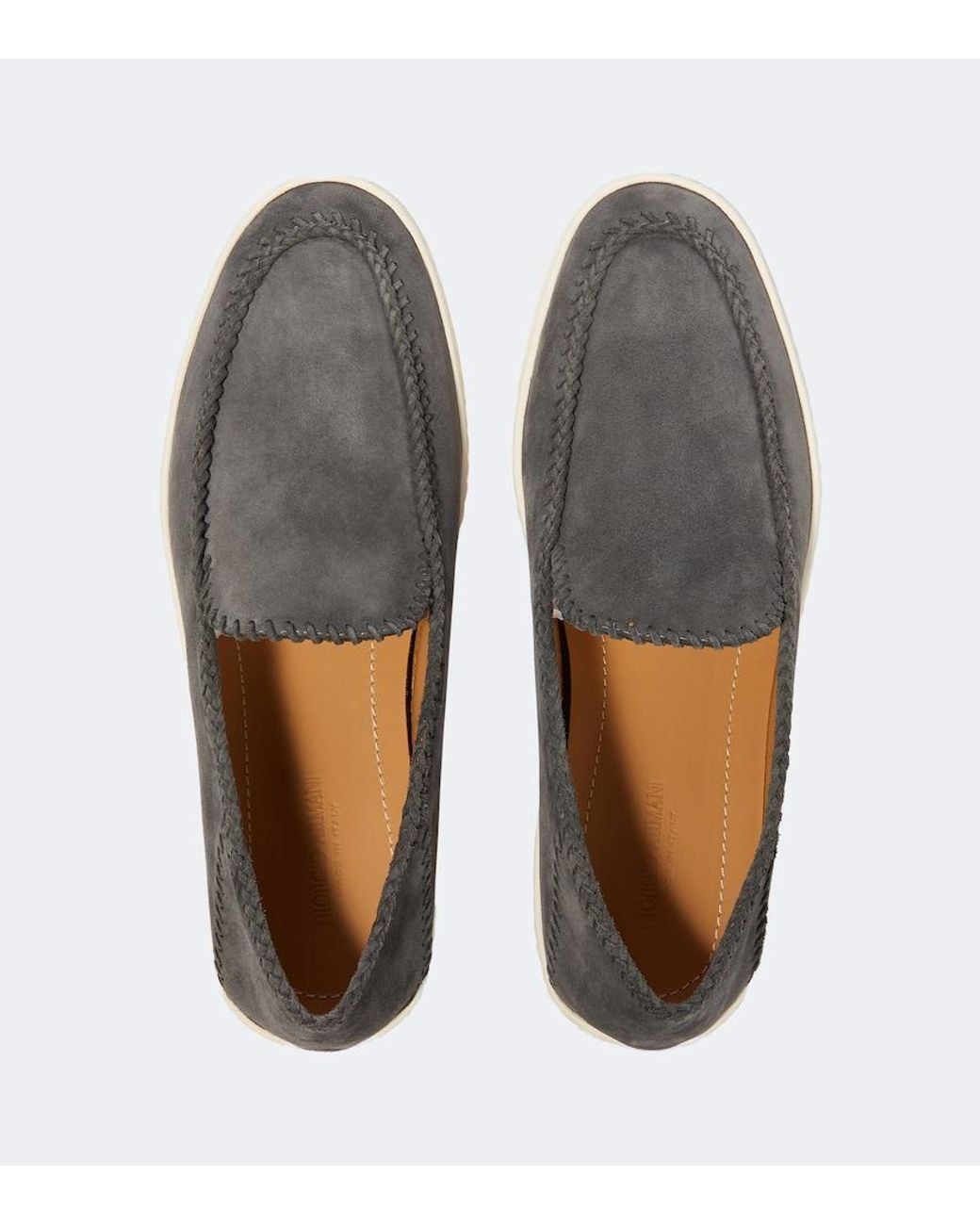 Giorgio Armani White Galleria 3 Suede Slip-On Shoes for men