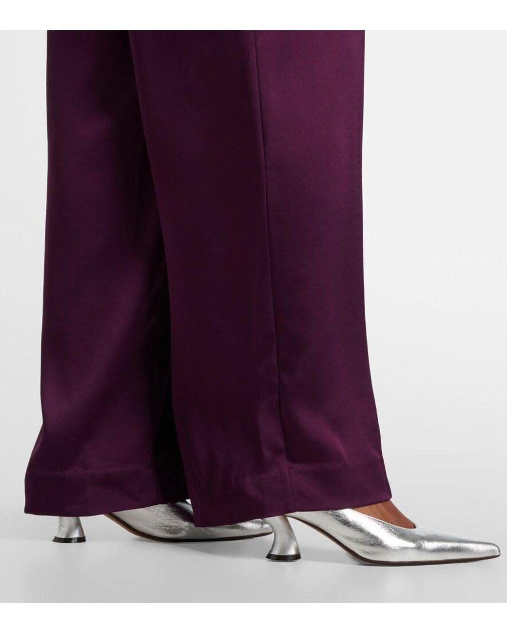 Jonathan Simkhai Purple Kira Satin Wide-Leg Pants