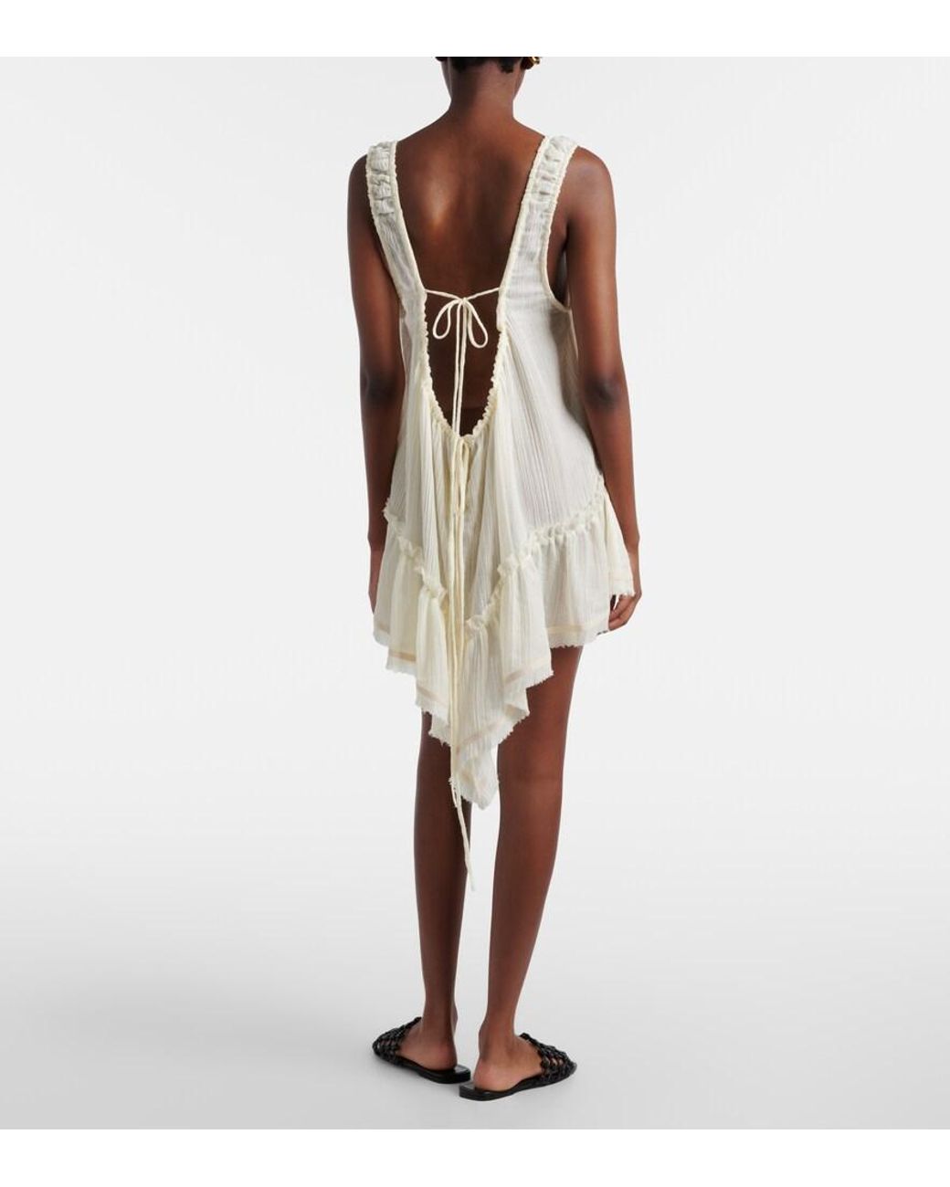 The Attico White Ruffled Cotton Minidress
