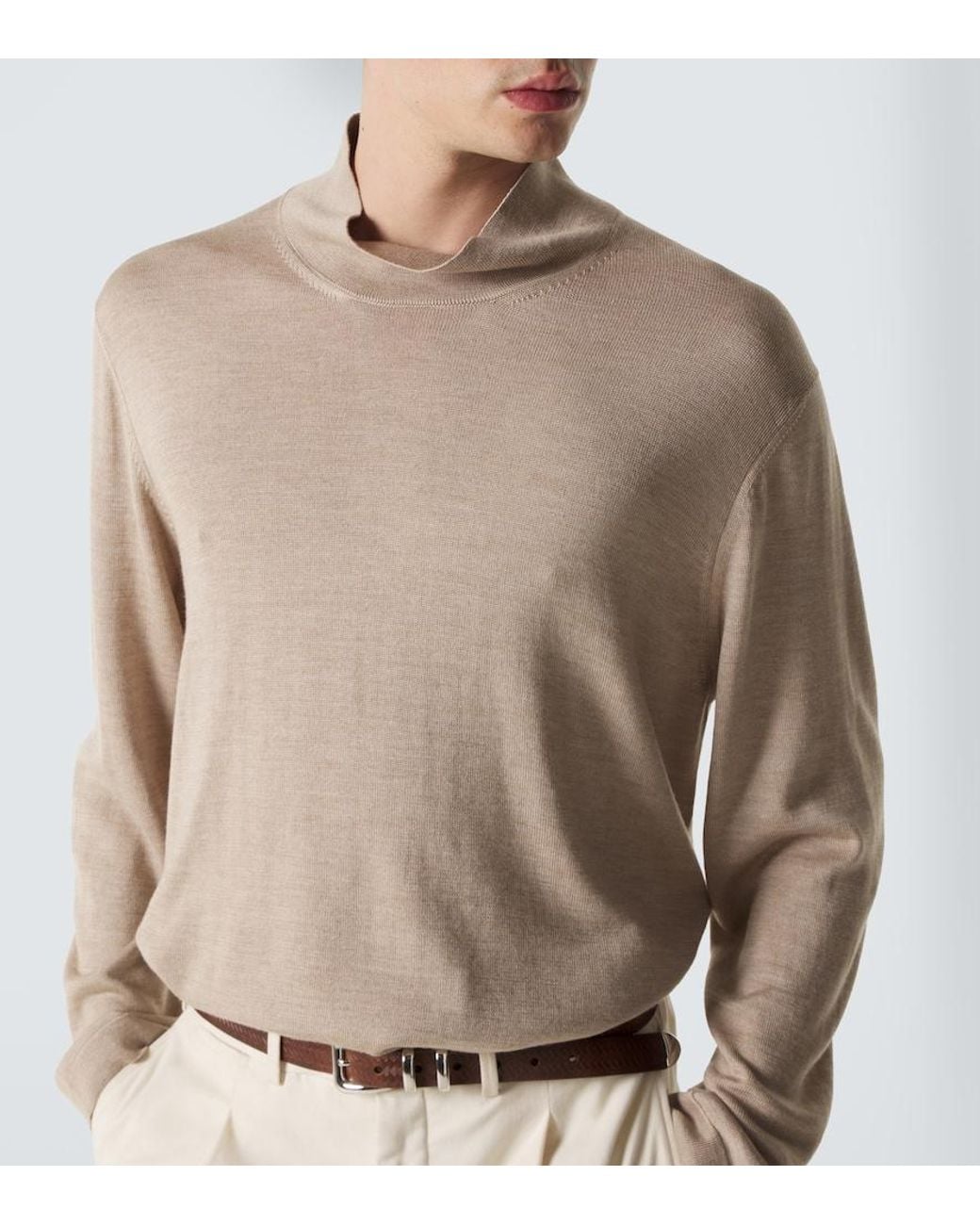 STÒFFA Natural Wool And Silk Turtleneck Sweater for men