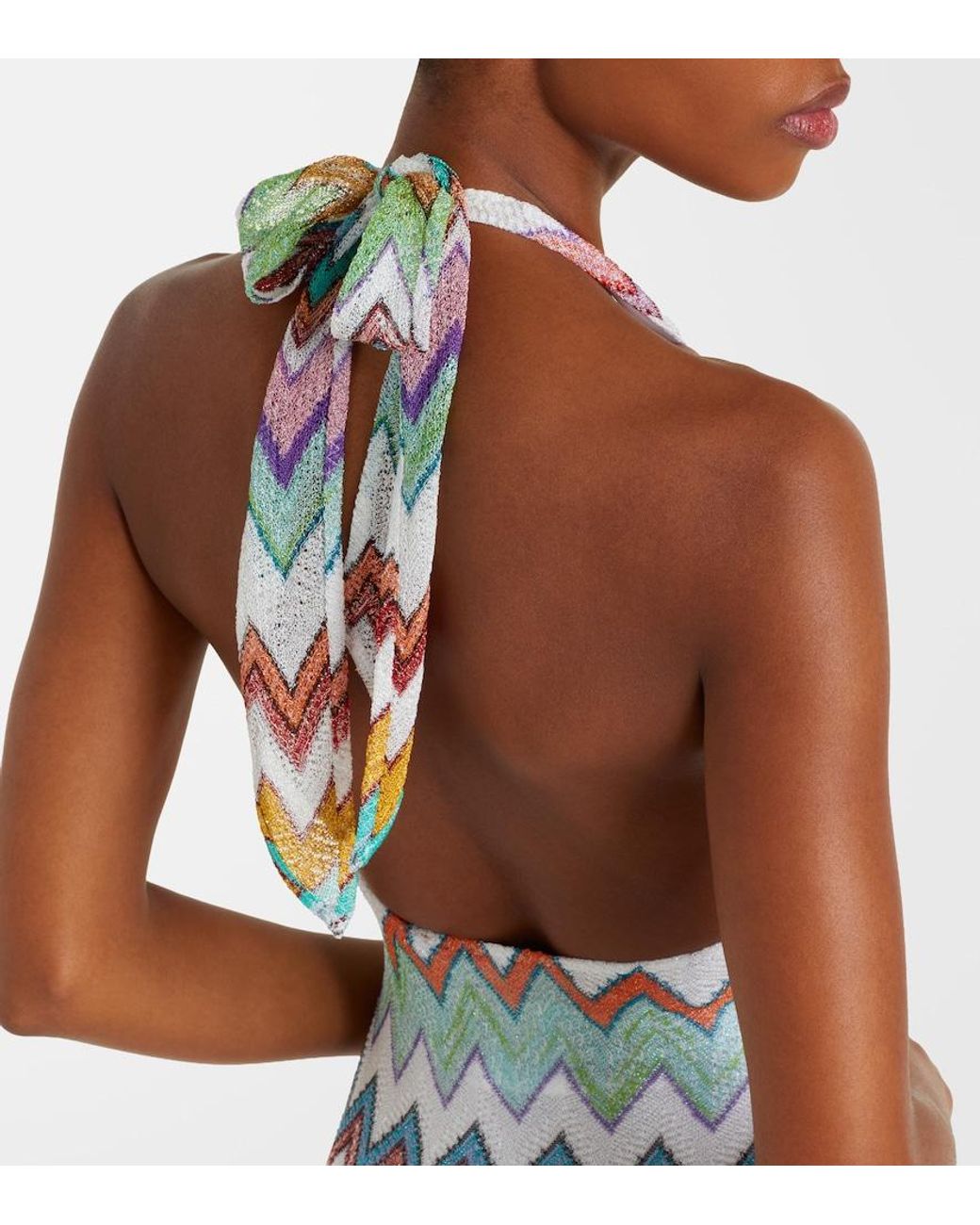Missoni White Zigzag Lame Swimsuit