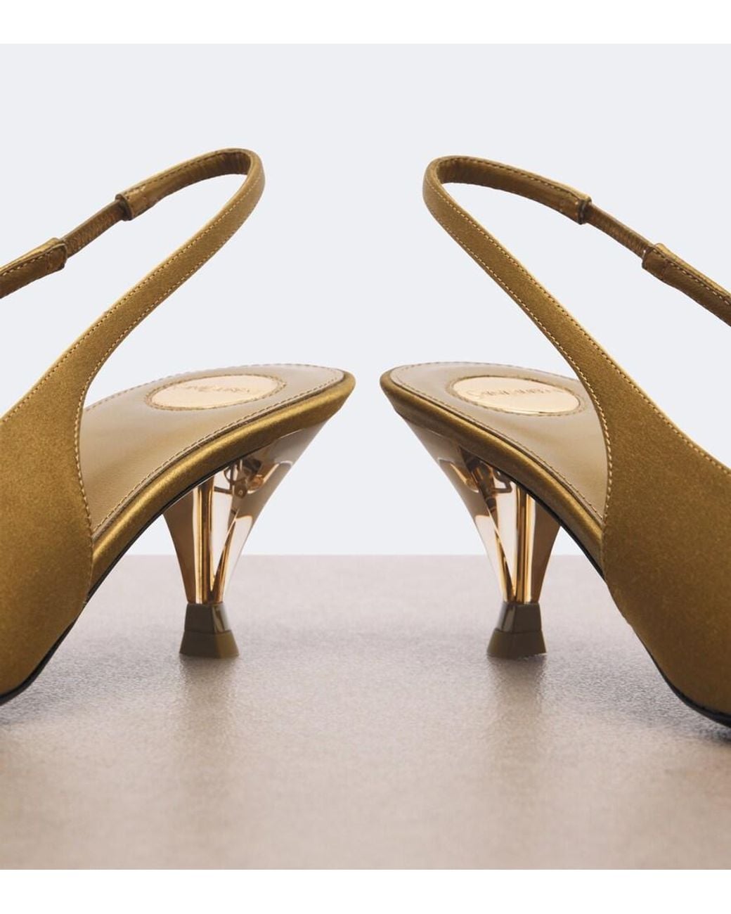 Saint Laurent Metallic Fanny Satin Slingback Pumps