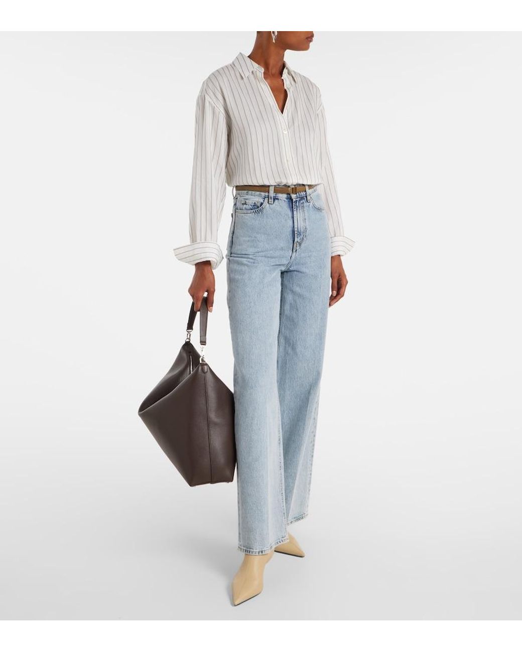 Totême  Black Bevel Leather Tote Bag