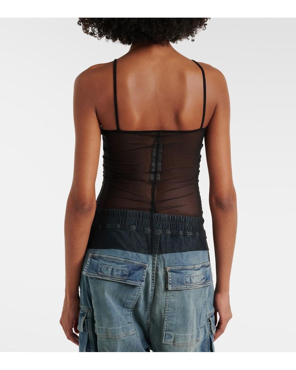 Rick Owens Black Sl Combo Semi-Sheer Top