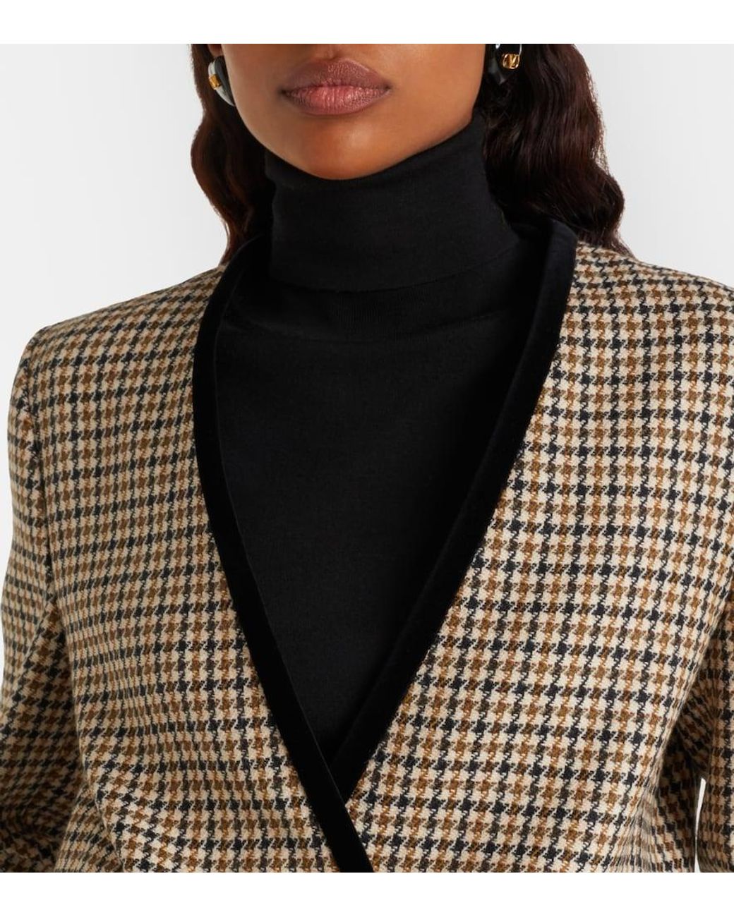 Valentino Garavani Brown Houndstooth Virgin Wool Jacket