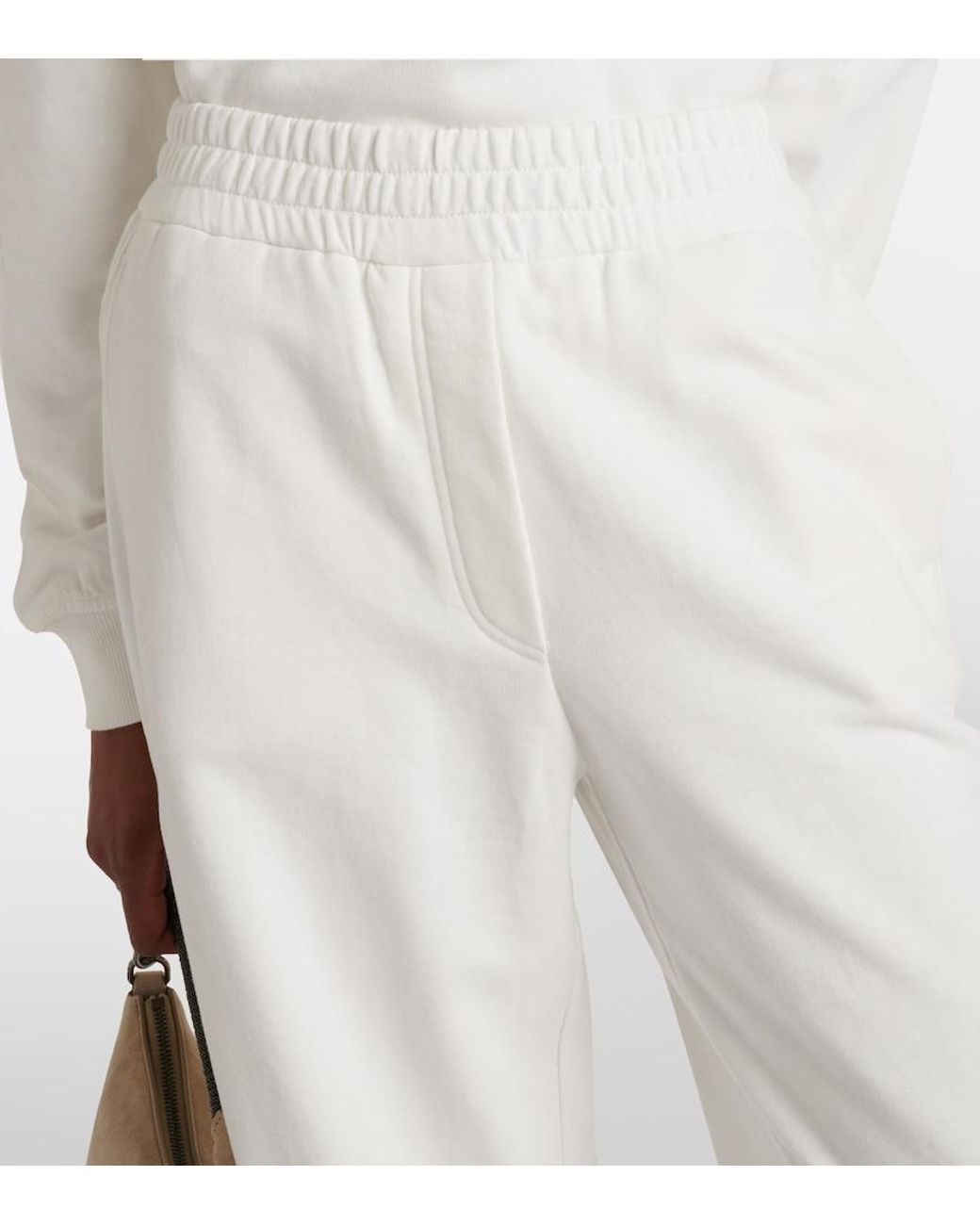Brunello Cucinelli White Cotton Jersey Sweatpants