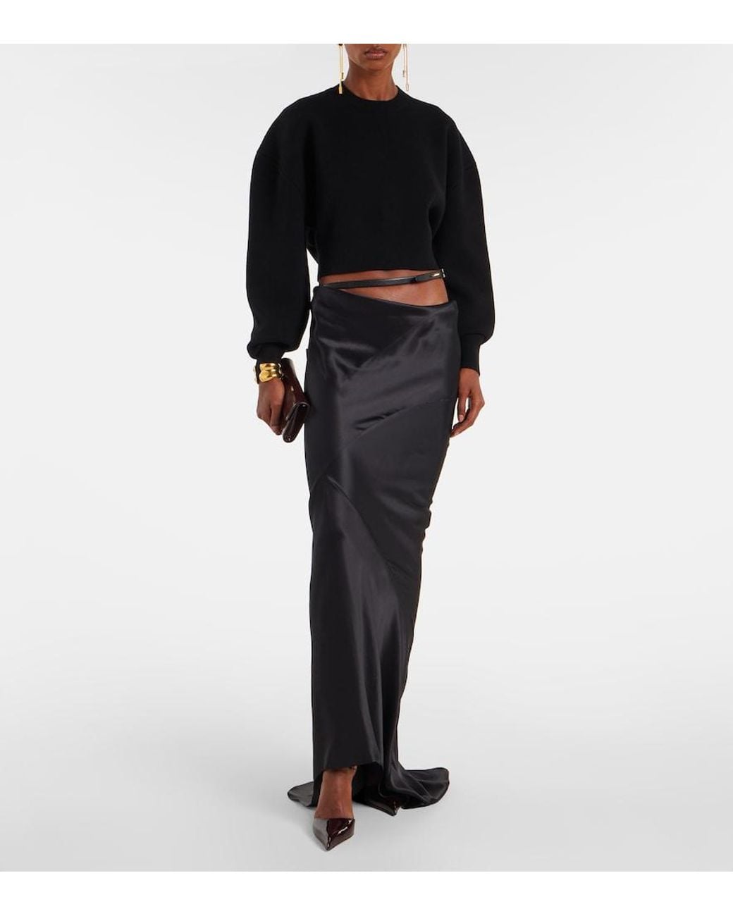 Tom Ford Black Cropped Wool And Cashmere-Blend Sweater