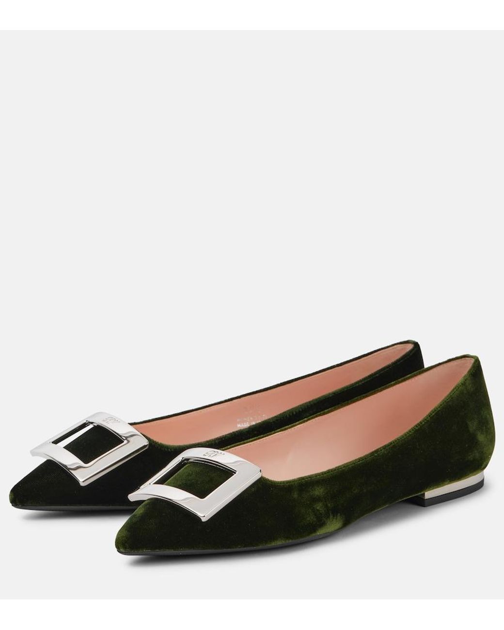 Roger Vivier Black Faux Fur-Trimmed Ballet Flats