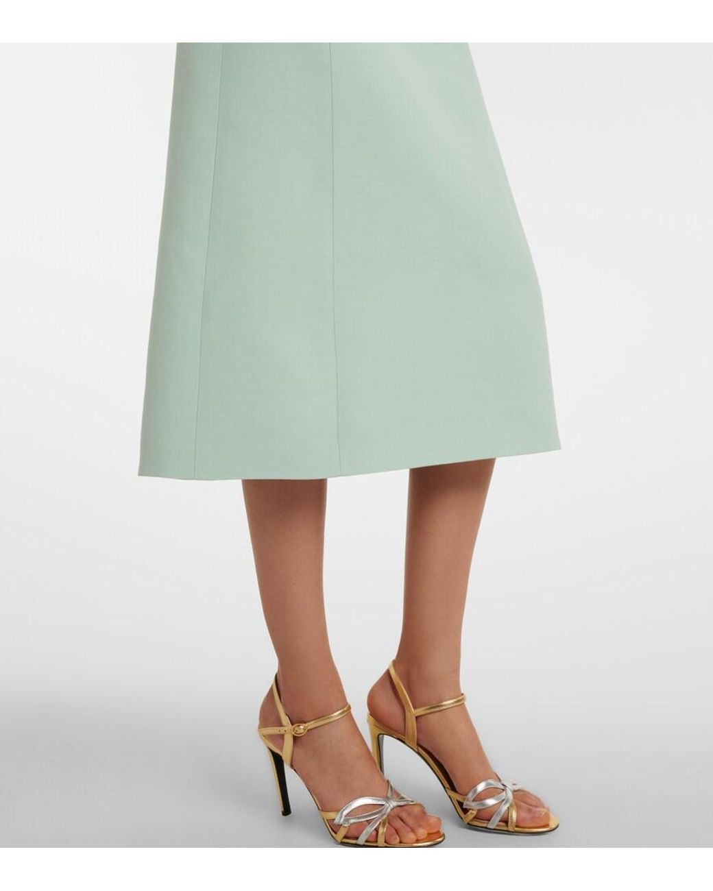 Valentino Garavani Green Crepe Couture Vgold Midi Dress