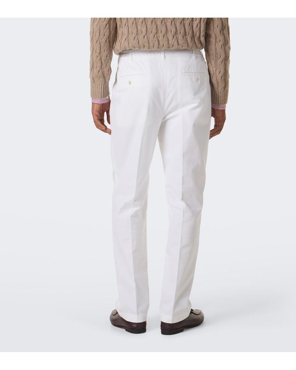 Dunhill White Cotton And Cashmere Straight Pants for men