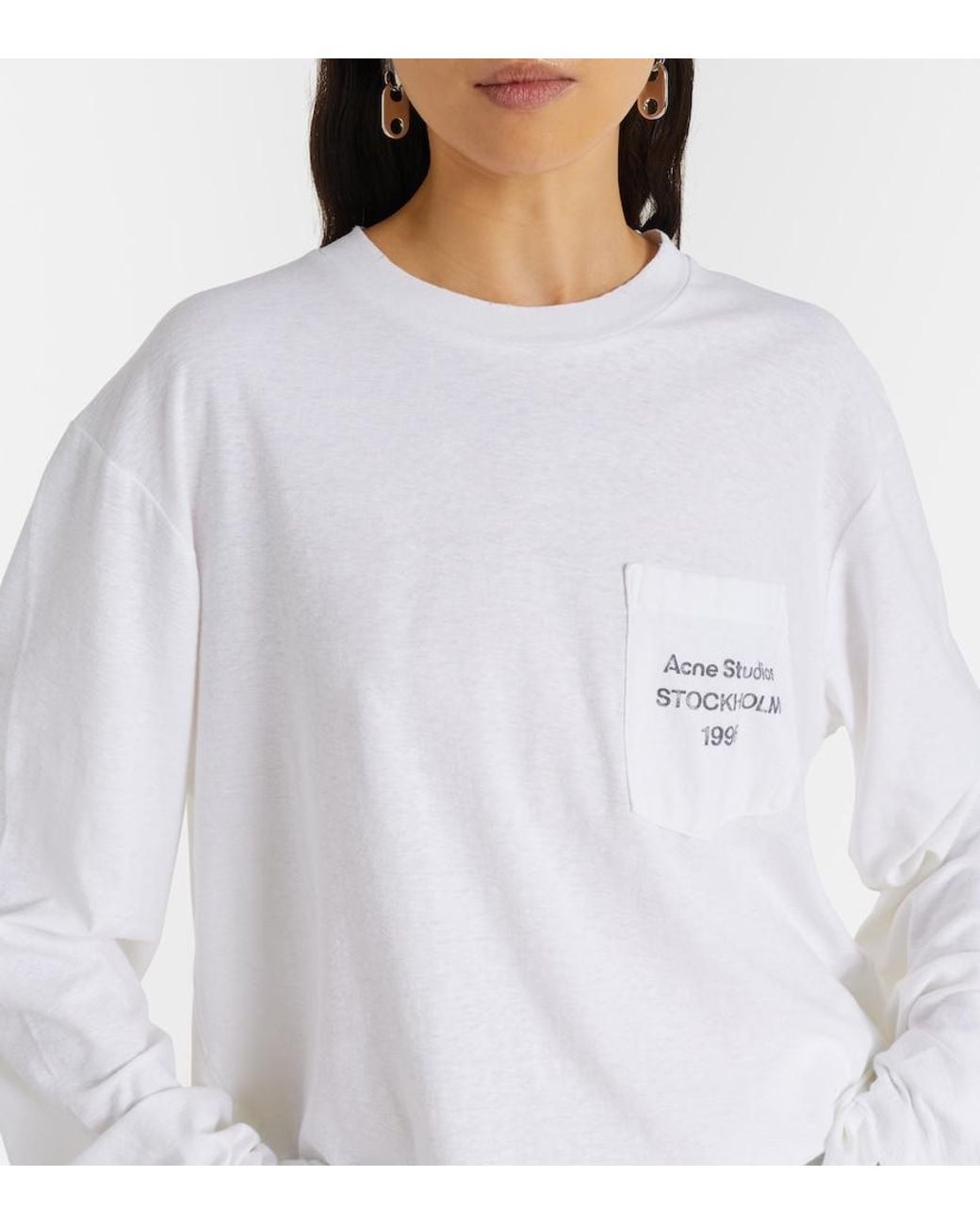 Acne White Edden Oversized Cotton-Blend T-Shirt