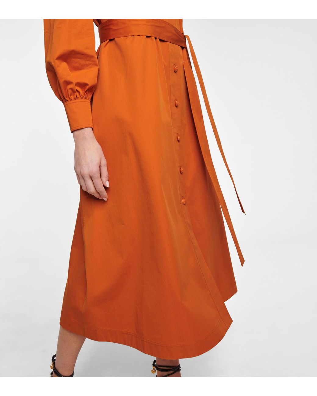 Tory Burch Cotton Shirt Dress in Orange | Lyst