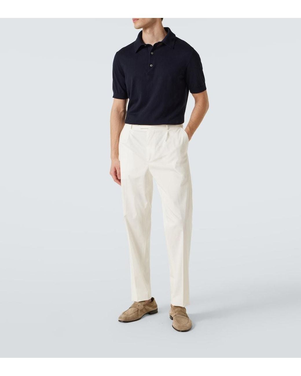 Zegna Blue Cotton Polo Shirt for men
