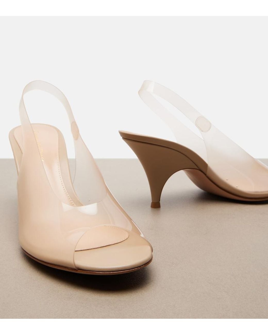 Gianvito Rossi Natural Leather-Trimmed Slingback Sandals