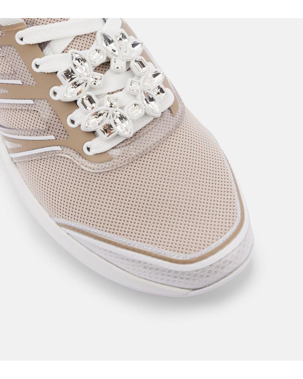 Roger Vivier White Viv' Run Embellished Platform Sneakers