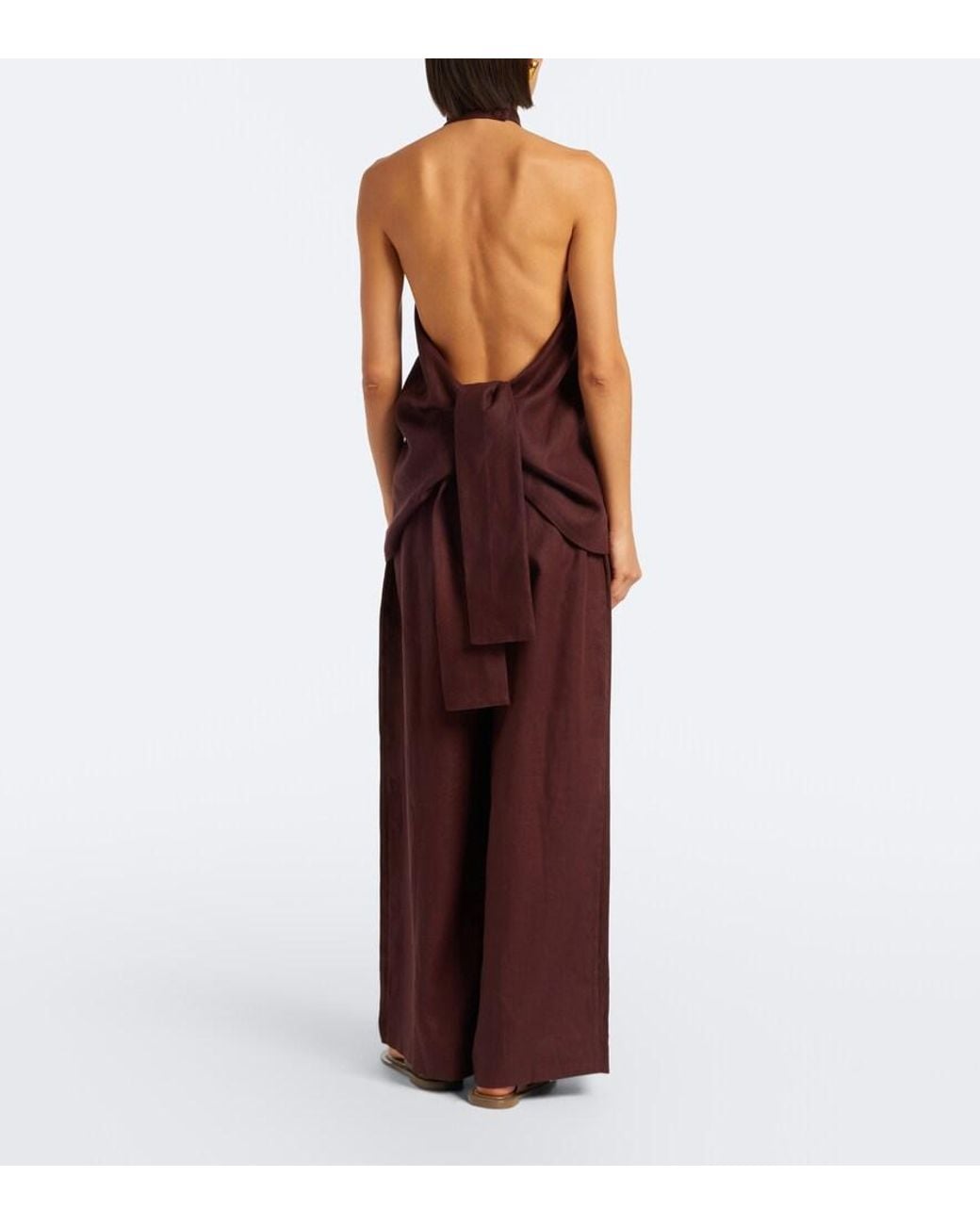 Faithfull The Brand Purple Sofia Linen Wide-Leg Pants