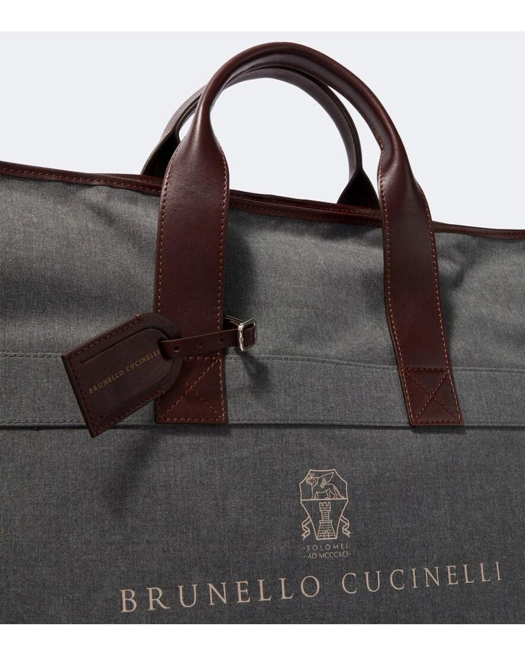 Brunello Cucinelli Black Leather-Trimmed Canvas Garment Bag for men