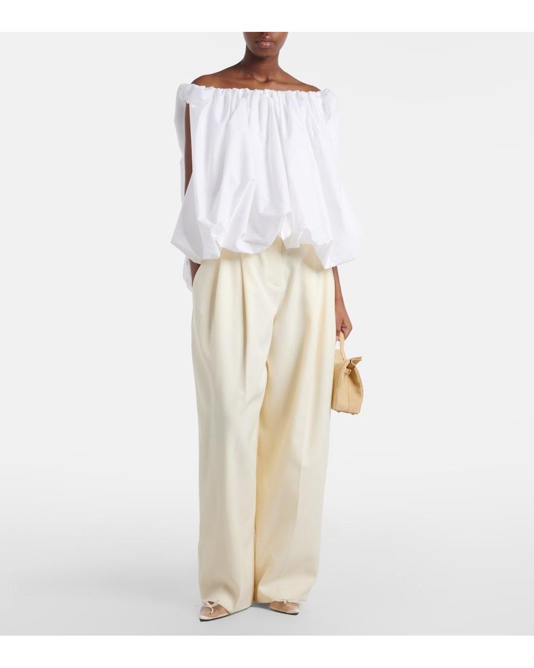Jacquemus White Virgin Wool Wide-Leg Pants