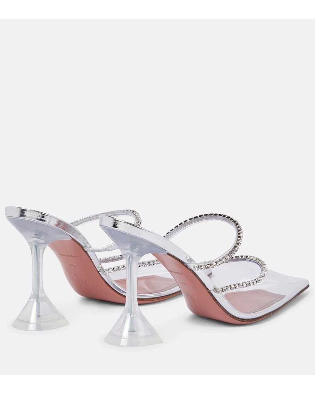 AMINA MUADDI Pink Gilda Embellished Pvc Mules