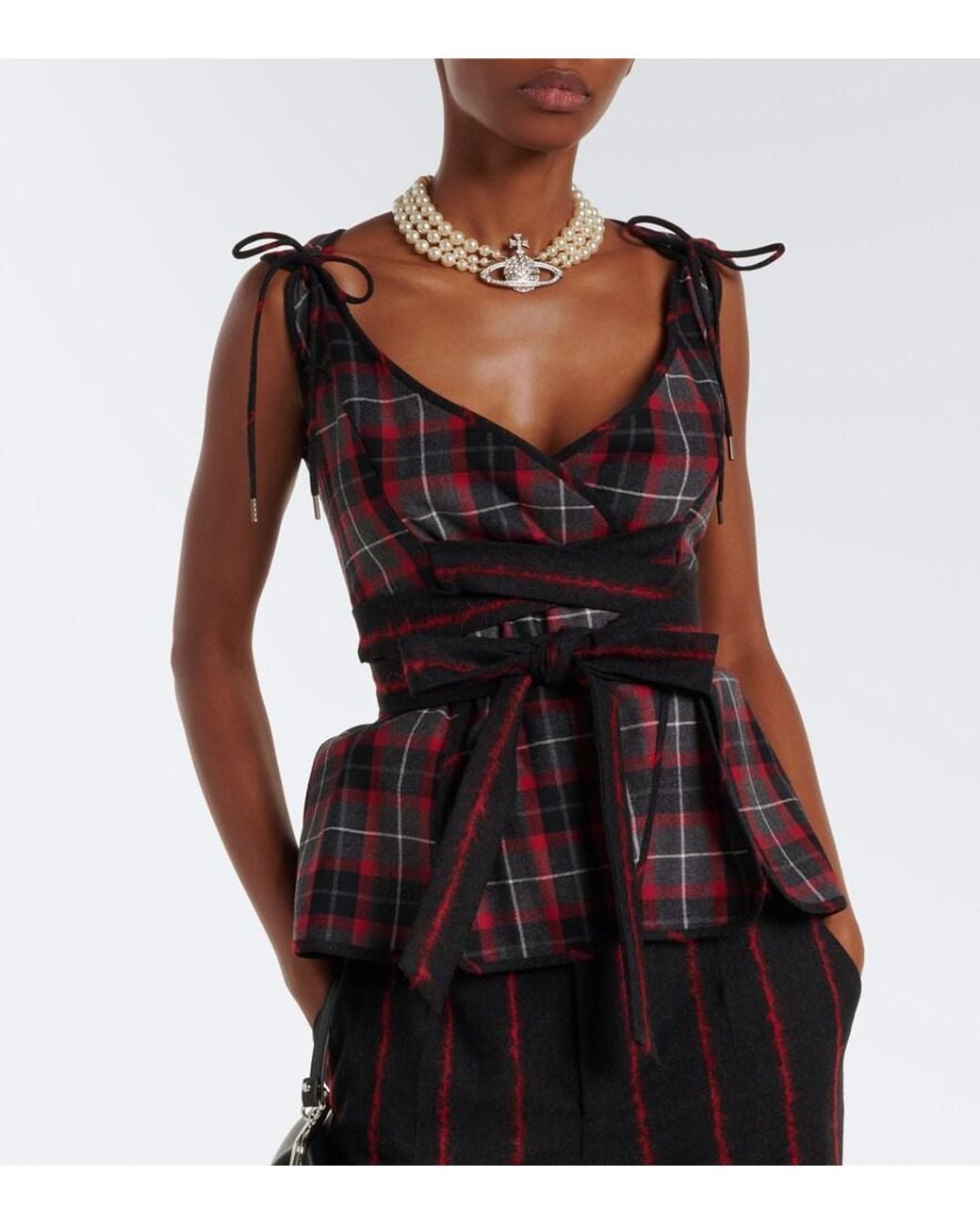Vivienne Westwood Black Roxy Tartan Wool Top