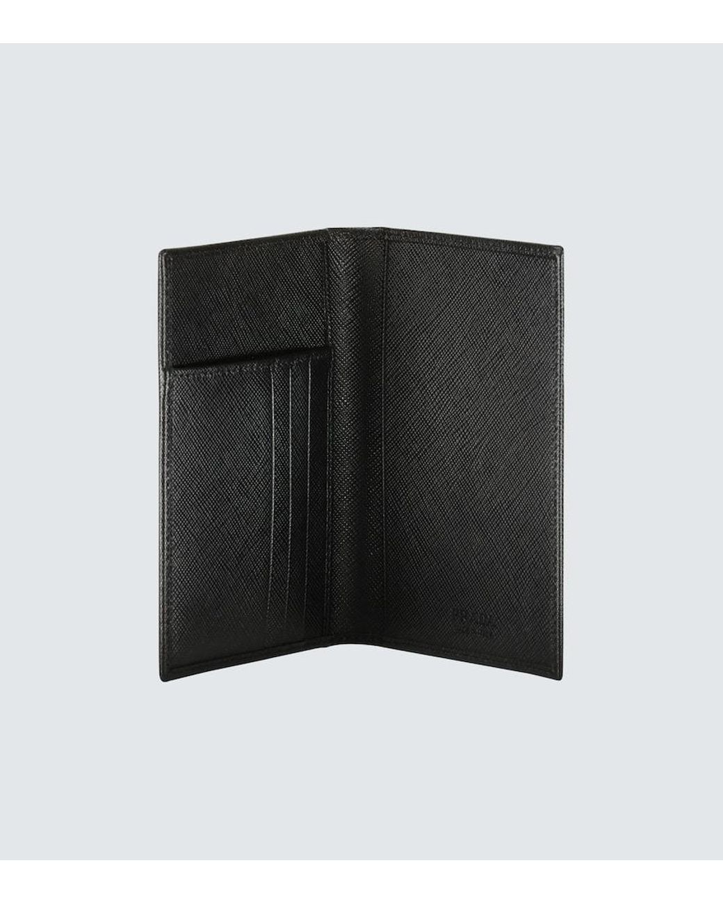 Prada Black Logo-Appliqué Passport Holder for men