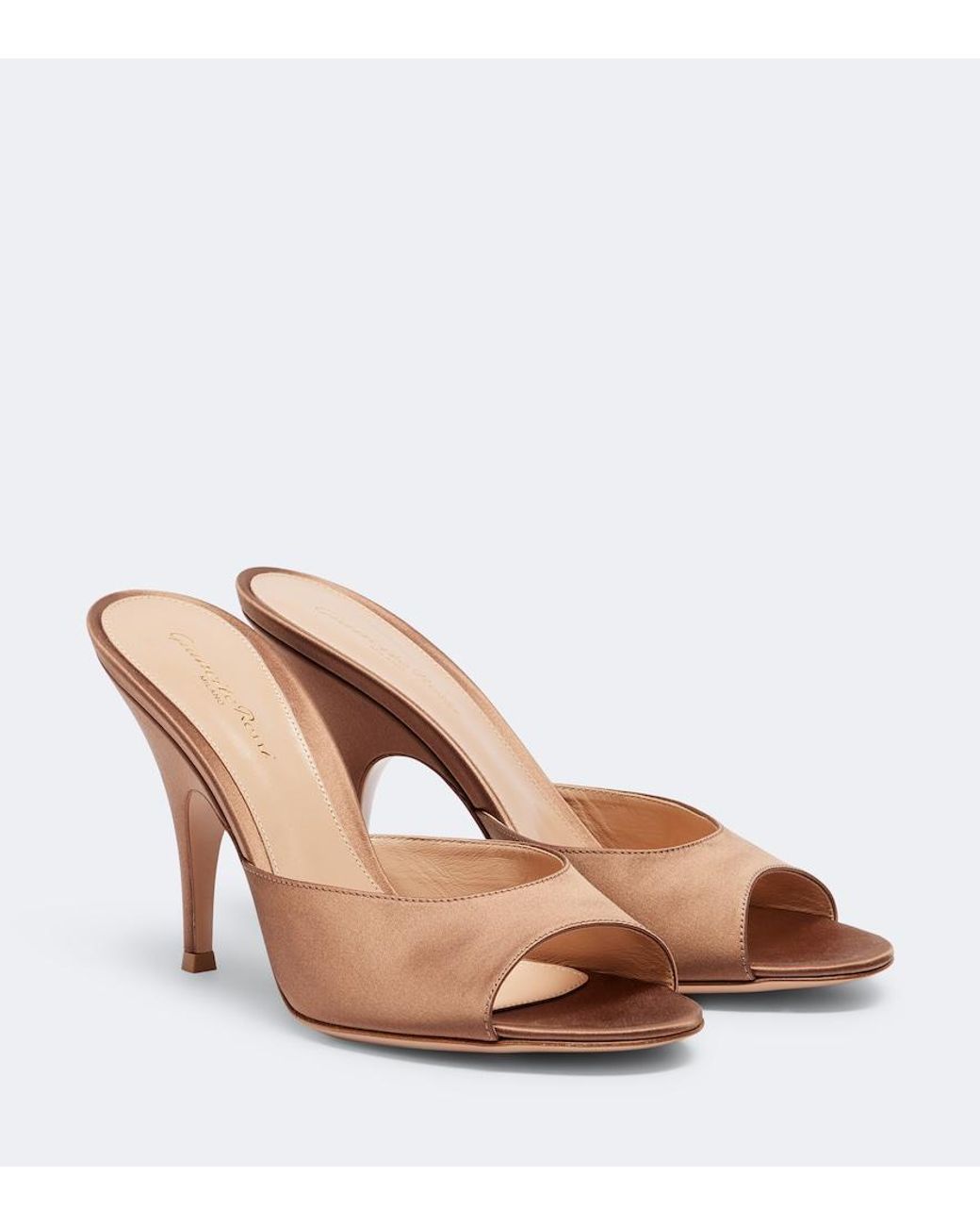 Gianvito Rossi Brown Sofia Satin Mules