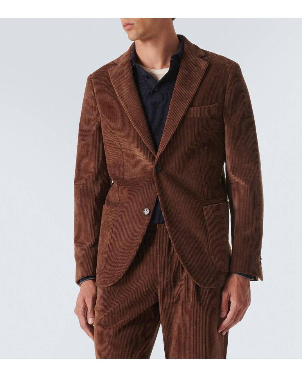 Slowear Brown Cotton Corduroy Blazer for men