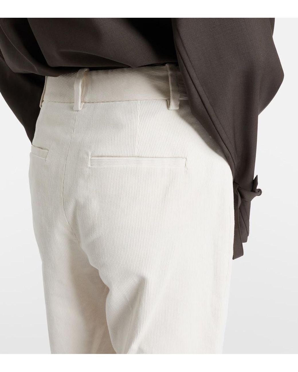 Nili Lotan White Corette Cotton Corduroy Straight Pants