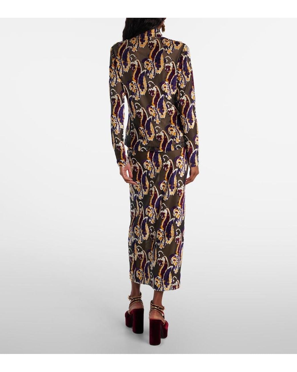 Etro Black Paisley Semi-Sheer Top