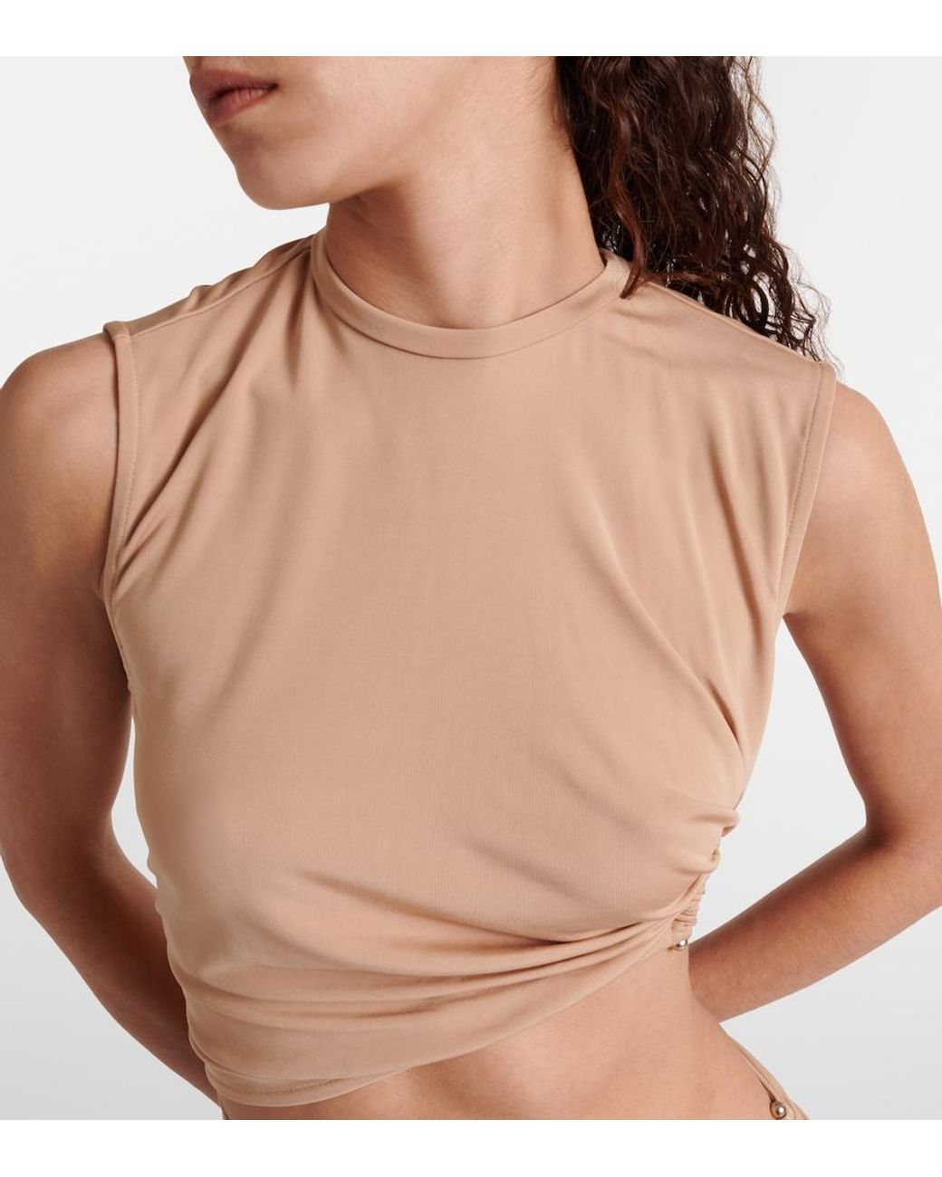 Christopher Esber Natural Bezel Embellished Cutout Minidress