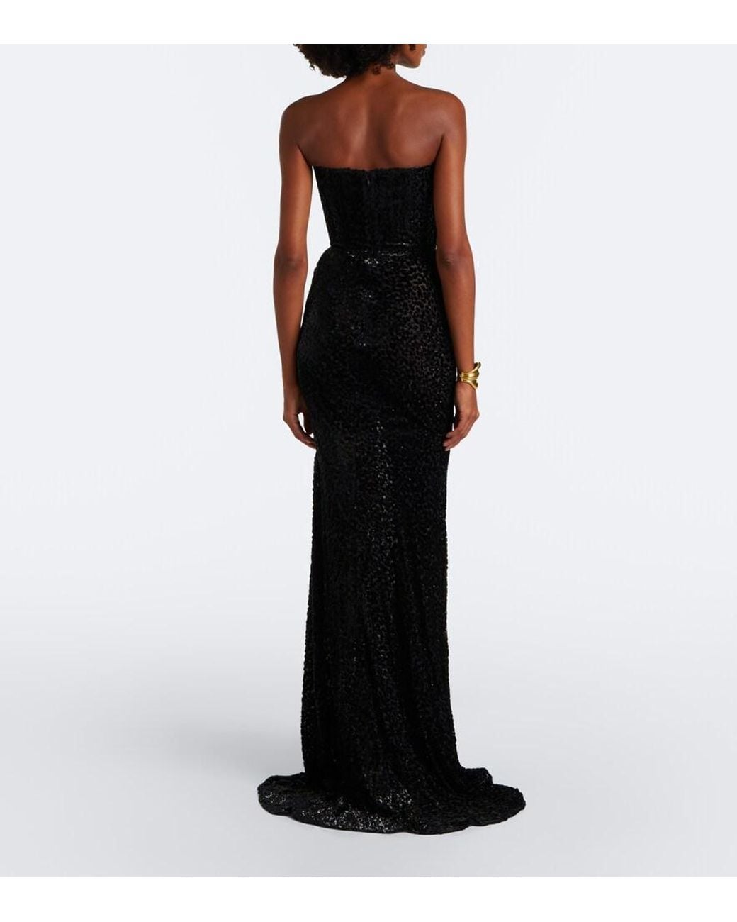 Alex Perry Black Devore Bustier Gown