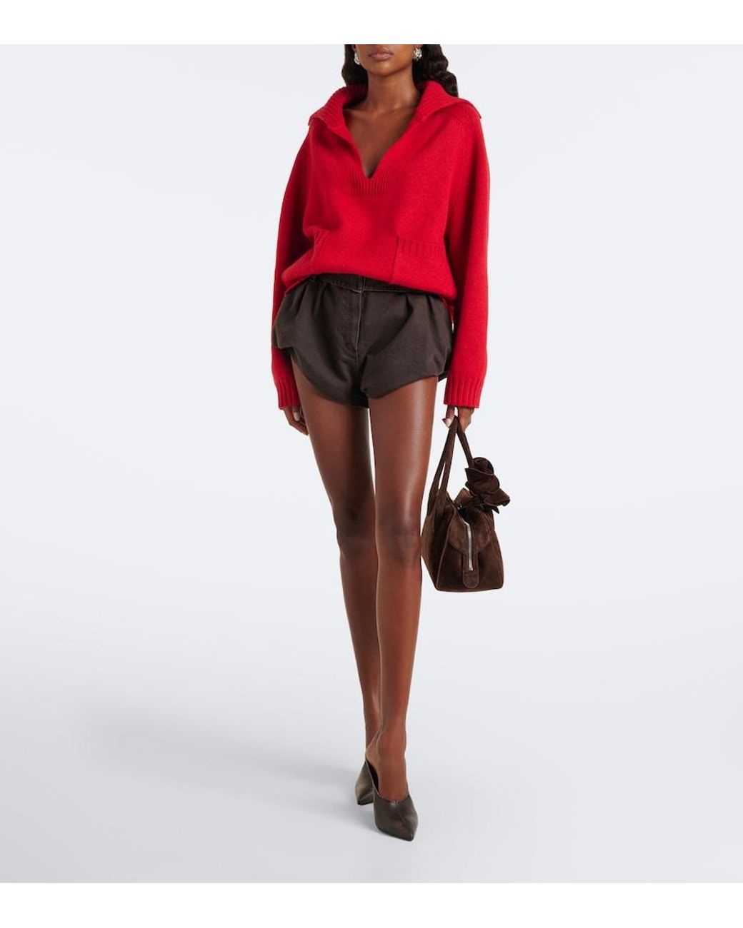 Magda Butrym Red Wool And Cashmere Polo Sweater